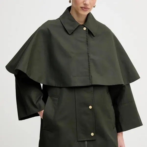 Palton Avelle din material neted verde - Verde